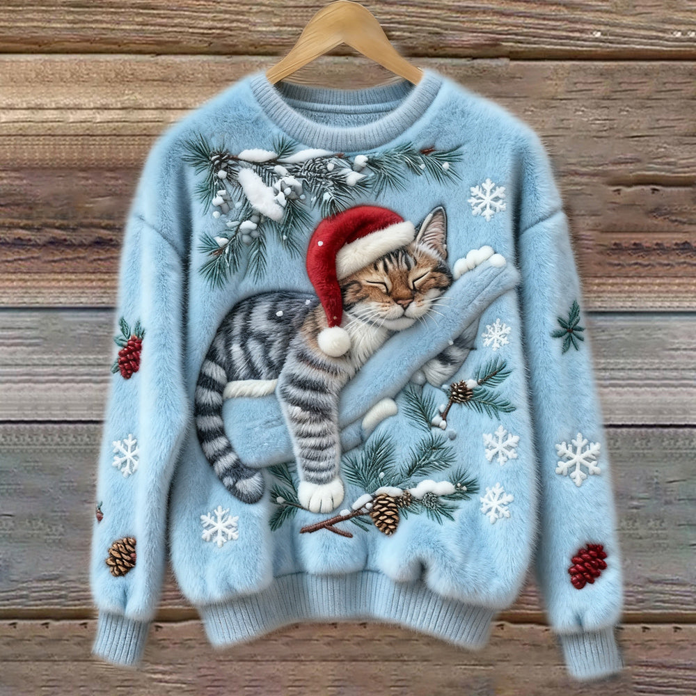 Minou de Noël™ | Pull Douillet à Motif 3D