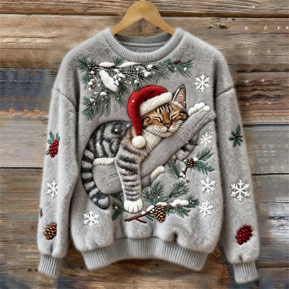 Minou de Noël™ | Pull Douillet à Motif 3D