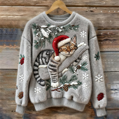 Minou de Noël™ | Pull Douillet à Motif 3D