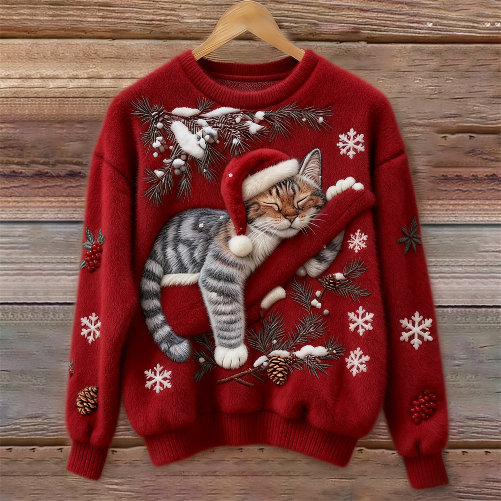 Minou de Noël™ | Pull Douillet à Motif 3D