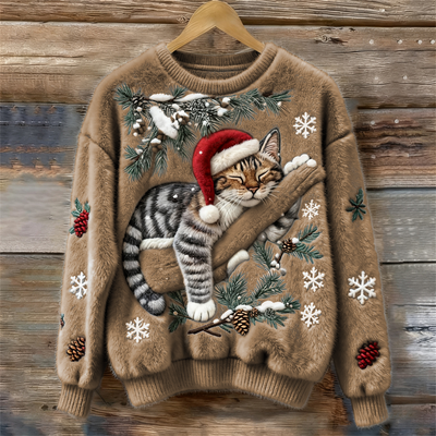 Minou de Noël™ | Pull Douillet à Motif 3D
