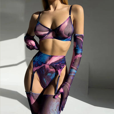 Serena | Ensemble de Lingerie Tie-Dye 5 Pièces