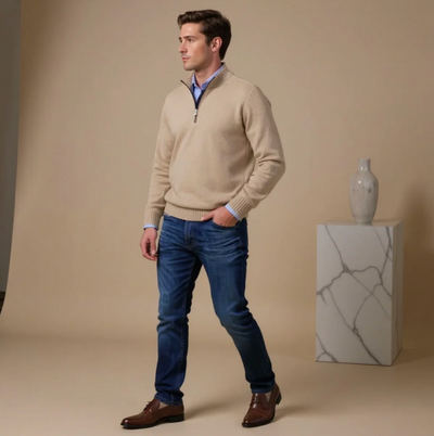 Howard™ | Pull à Col Zippé en Maille Fine