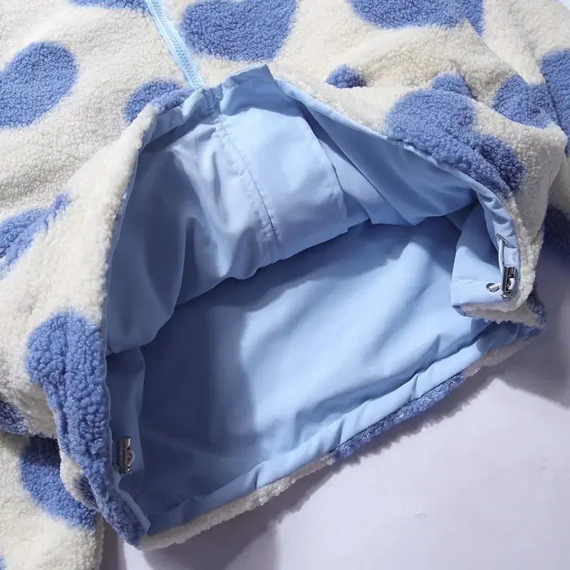 Ariane™ | Veste Réversible Douce à Motifs Cœur