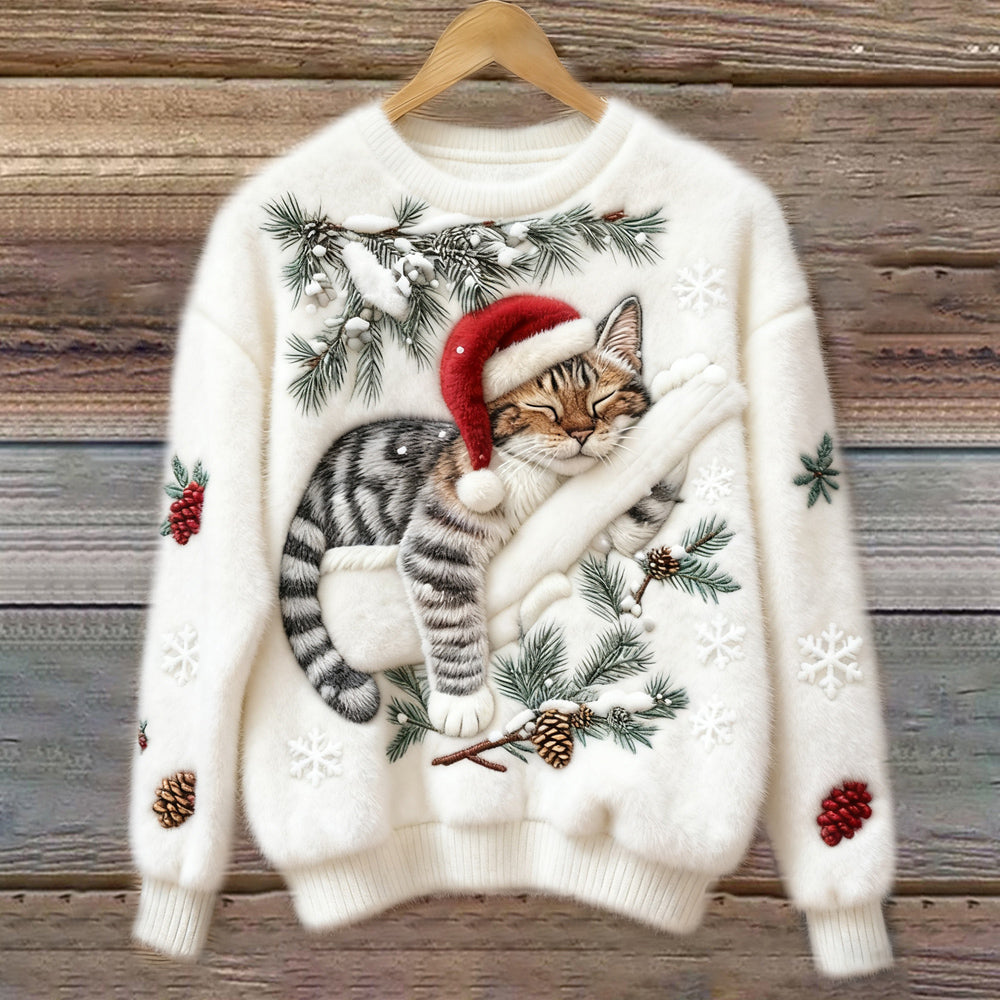 Minou de Noël™ | Pull Douillet à Motif 3D