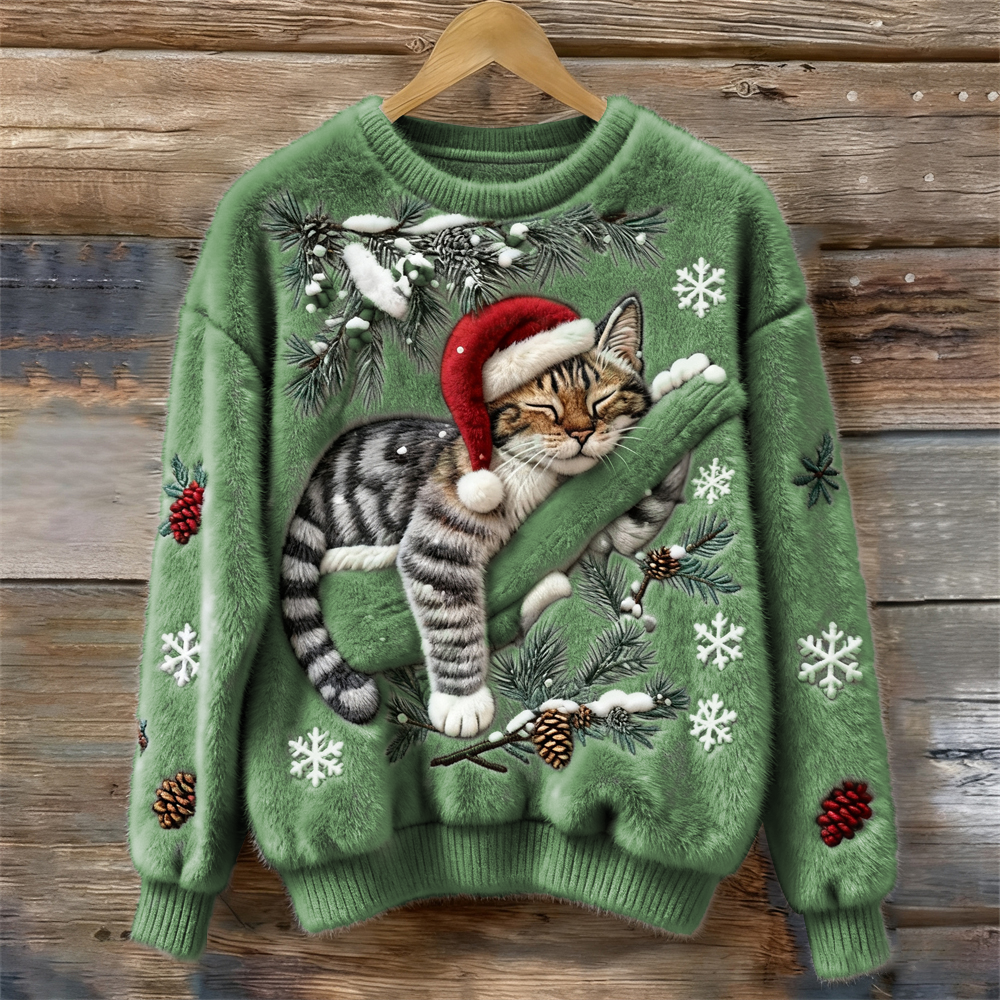 Minou de Noël™ | Pull Douillet à Motif 3D