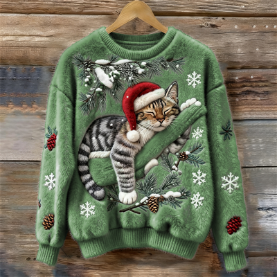 Minou de Noël™ | Pull Douillet à Motif 3D