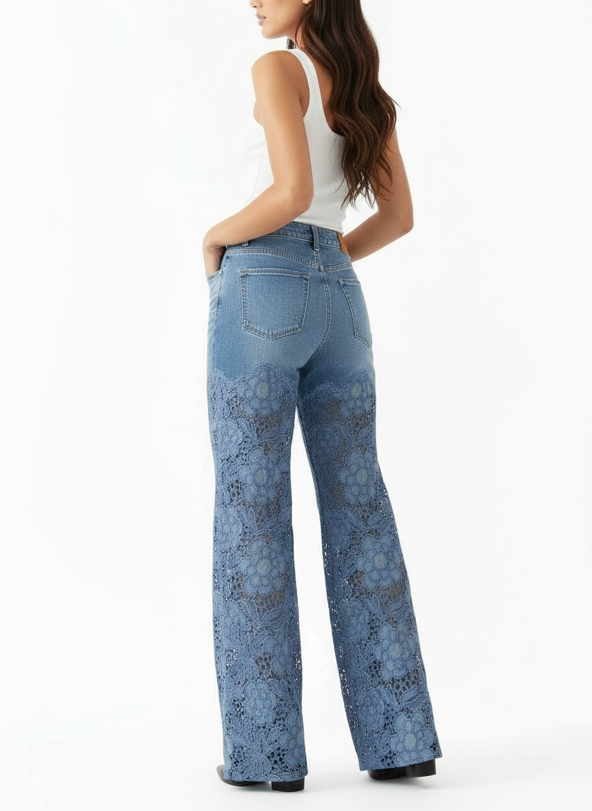 Camille™ | Jean Élégant avec Dentelle Artistique