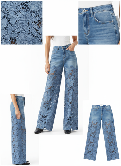Camille™ | Jean Élégant avec Dentelle Artistique